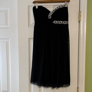 Blondie Nites Black Strapless Dress with Silver Detailing